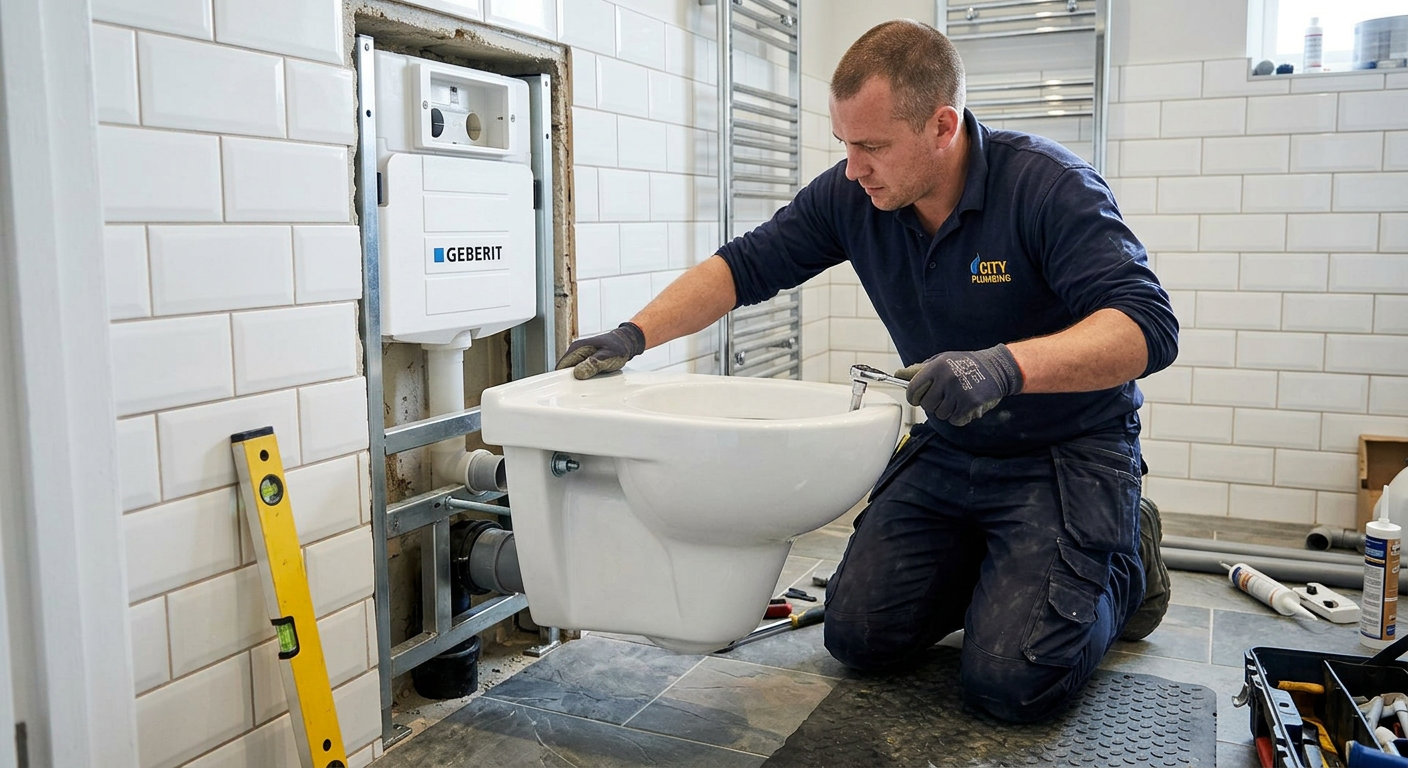 Pose de WC suspendu par un plombier professionnel à Maisons-Alfort